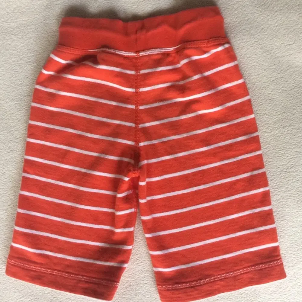 Hanna Andersson Boy Shorts Cotton Stripes Orange White Drawstring Waist Size 4